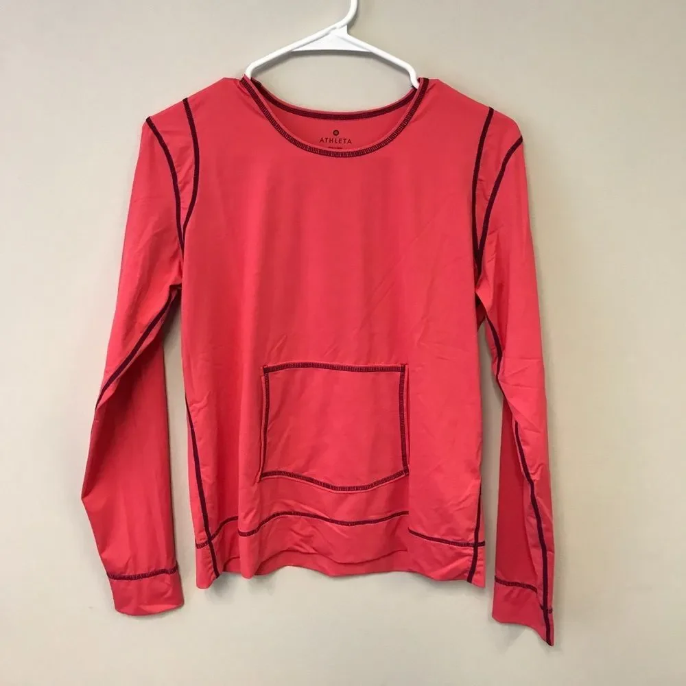 Athleta Base Layer Long Sleeve Top Pocket -Pink - Picture 1 of 3
